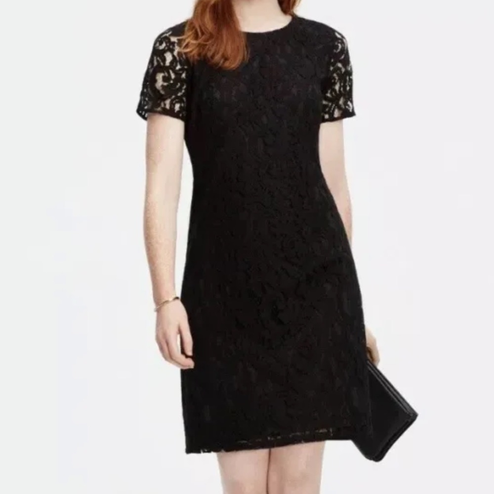 Ann Taylor Black Lace Shift Dress Size 0. Fully lined.